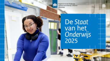 De Staat van het Onderwijs 2025, cover met student in werkplaats
