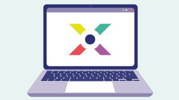 Illustratie van een laptop met het logo van het Expertisepunt Digitale Geletterdheid op het scherm.