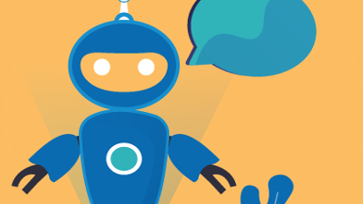 Illustratie van een robot met een tekstballon