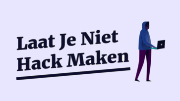 Laat je niet hack maken, illustratie van persoon met laptop.