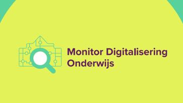 Monitor Digitalisering Onderwijs met vergrootglas-icoon.