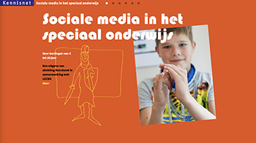 Sociale media in het speciaal onderwijs, cover met foto van leerling en illustratie